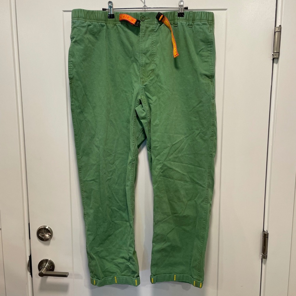 Stoic Mens XXL Green Hiking Pants Elastic Waist Belted Outdoor Climbing Trousers